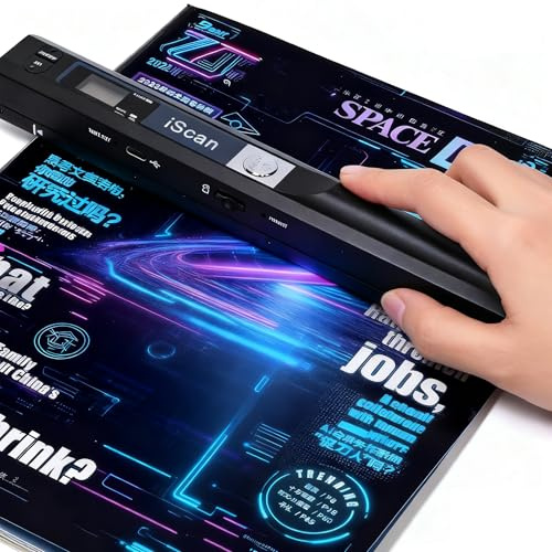 A4 Dokumentenscanner, Tragbarer Kartenscanner Fotoscanner mit 16GB Speicherkarte, Mini Handheld Belegscanner, USB Anschluss für Computer, Schwarz, LNKH09