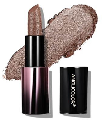 Anglicolor Glitzer Metallic Lippenstift Braun Glänzend Glossy | Pflegender Feuchtigkeitsspendender Lippenstift,Satin Lipstick,Cremige Textur (03 GILDED COCOA)