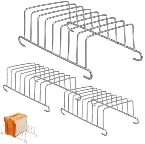 Dryxog 3 Pièces Supports à Toast en Acier Inoxydable Accessoires Air Frye Robuste Grille pour Air Fryer Porte Toast avec Place pour 8 Tranches de Pain, Polyvalent Rack et Accessoire pour Maison