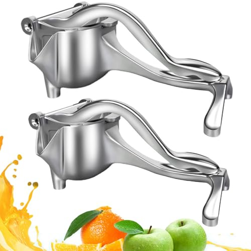 Waabose 2026 Saftpresse Manuell Edelstahl, Extra Große Zitronenpresse, Ergonomische Fruchtentsafter für Zitronen, Orangen, Granatapfel, Sicher & Bequem (2 Stück)