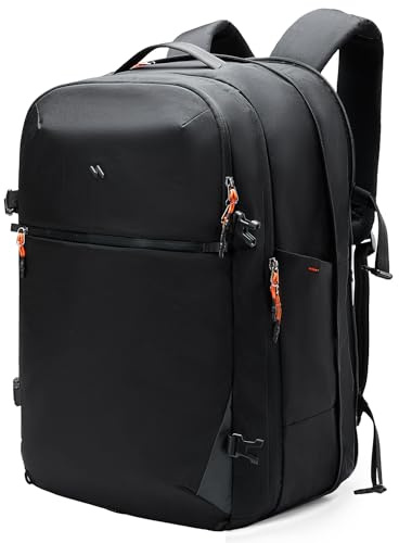 Inateck Leichter Reiserucksack 38.5-46L, Erweiterbarer Handgepäck Rucksack | Spritzwassergeschützt TSATravel Backpack Herren für 16 Zoll Laptop, Hauptfach um 180° öffnen, für Business, Weekender Trip