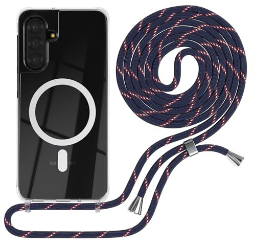 EAZY CASE - Handykette kompatibel mit Galaxy A17 Kette zum Umhängen Stoßfest Handyhülle für Galaxy A17 Silikon Hülle mit Band Handytasche Transparent als Fallschutz in Navy Camouflage