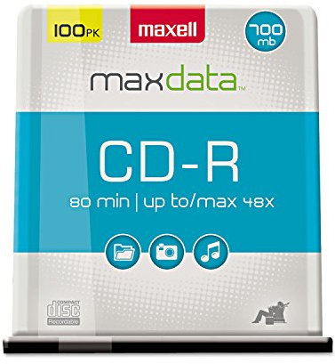 Maxell 648200 CD-R 700 100PC Recordable Discs 48X 700MB 80 Min Spindle 100 PK