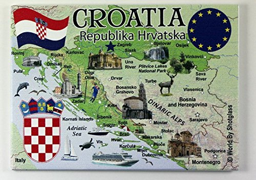 Kühlschrankmagnet Kroatien EU Serie, Souvenir, 6,3 x 8,9 cm