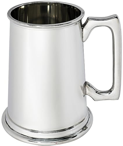 Pewter 2 Pint Tankard Giant Straight Style with Square Handle Pure Heavy Gauge Beer Tankard Perfect for Engraved Personalised Gifts for Men and Women