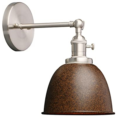 Phansthy Wandleuchten Retro Wandlampe aus Metall Deckenhalbkreis mit Schalter Verstellbar Wandspot E27 Moderne Wandleuchte Innen für Schlafzimmer Flur Eingang Wohnzimmer Küche(Nachahmung Rost)