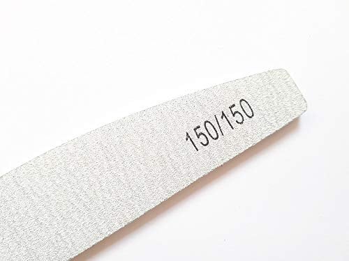8X Nail Files Zebra Shape Half Moon Chose GRIT Double Sided Emery Board (GRIT 150/150)
