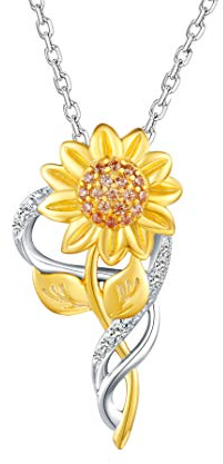 Halskette mit Sonnenblumen-Anhänger aus Sterlingsilber für Damen, Motiv: You are My Sunshine, Blume, Ring, Armband, Ohrringe, Schmuck-Set, Herz-Anhänger, Geschenke für Mädchen, Brautjungfer