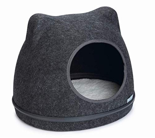 Beeztees Katze Iglu Katzenhöhle Katzenhaus Katzenbett - Filz - grau - 40x33x35cm