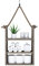 SFC Rustic Wood Bathroom Shelf Over Toilet, Wall Mounted, Ladder Style Rope Hanging Shelf (Large)