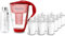PearlCo - Glas-Wasserfilter (rot) mit 12 Universal classic Filterkartuschen + 1 Trinkflasche aus Glas