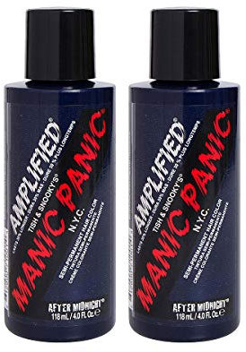 Manic Panic After Midnight Crème amplifiée, vegetarisch, ohne Cruauté, semipermanente blaue Haarfarbe, 2 x 118 ml