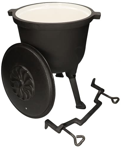 KOTARBAU® Gusseisenkessel 7 L emailliert Massiver Kessel für Feuerstellen mit Dichtem Deckel