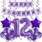 SNOWZAN Luftballons 12. Geburtstag Dekoration Lila 32 Zoll Riesen Zahlen Ballons,Latex Folienballons 25 Stück