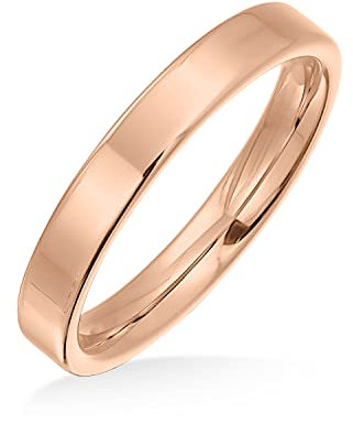 Bling Jewelry Anneaux de mariage en titane simples et fins pour couples, pour hommes et femmes, poli rose, ajustement confortable 3MM