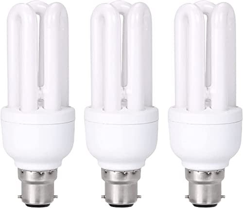 B4U Energy Saving Light Bulbs Bayonet, 3 Pack CFL Low Energy Light Bulbs 11W=60W, Warm White 2700K, 660 Lumens, BC/ B22 /Bayonet Cap