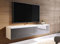 DecoInParis Meuble TV Contemporain laqué Gris et Blanc avec LED 2 Portes Malorie - 180 cm