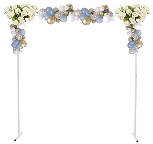 Yesbon 6.6 Ft Hochzeitsbogen Eckig Ballonbogen Weiß Metall Traubogen Hochzeit Rosenbögen Hochzeit Blumenständer Eisen Quadratisch Arch, Gartenbogen Hintergrundständer,Weiß