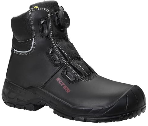 ELTEN Sicherheitsschuhe Laurenzo BOA Mid ESD S3S, Damen und Herren, Leder, Stahlkappe, leicht, robust 38, Schwarz