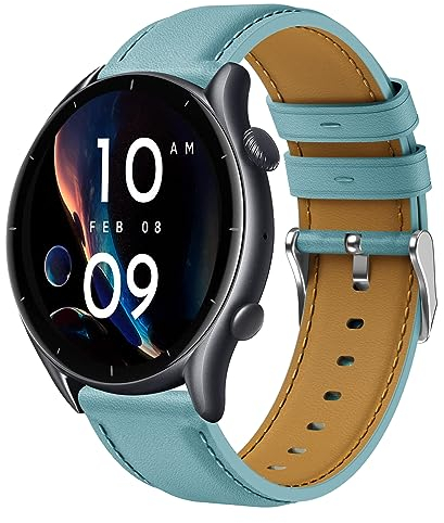 Kompatibel mit Amazfit GTR 3 Armband, 22mm Leder Armband für Amazfit GTR 3 Pro, GTR 4, GTR 2, GTR 2e, GTR 47mm, Amazfit Stratos/Stratos 2/Stratos 3, Amazfit Pace, Amazfit Balance, Amazfit Bip 5, Bip 6