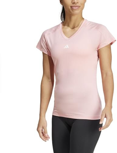 adidas Femme AEROREADY Train Essentials Minimal Branding V-Neck Tee, Semi Pink Spark, XL