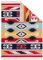 TAPISO Azteca Teppich Kurzflor mit Fransen Baumwolle Beidseitig Anwendbar Waschmaschinenfest Schwarz Rot Bunt Vintage Design Wohnzimmer Schlafzimmer ÖKOTEX 80 x 200 cm