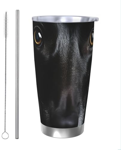 Dog in Quilt Print Tumbler with Lid and Straw Insulated Tumbler 20 Oz Stainless Steel Coffee Mug Vacuum Car Cup for Women Girls Gifts