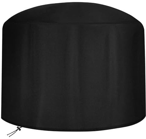 RICHIE Fire Pit Cover Round 80CM, Heavy Duty Rip Proof 600D Oxford Fabric Outdoor Garden Patio Heater Cover, Waterproof, Windproof, Anti-UV, (Ø80 x 50cm) - Black