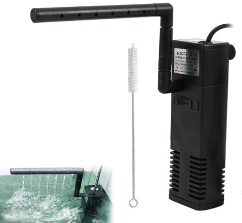 Comioke Filtre Intérieur Aquarium,4W Pompe Aquarium,300L/H Filtre Interne avec Barre de Pulvérisation et Brosse,pour 60L Petit Réservoir,Aquariums d'eau Froide ou Tropicaux,Réservoir de Tortues,Noir