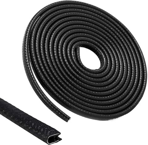 ASIRYVA 4M Car Door Edge Protectors, Black Rubber Trim with Metal Clips, No Glue, U Shape Design for Most Vehicles