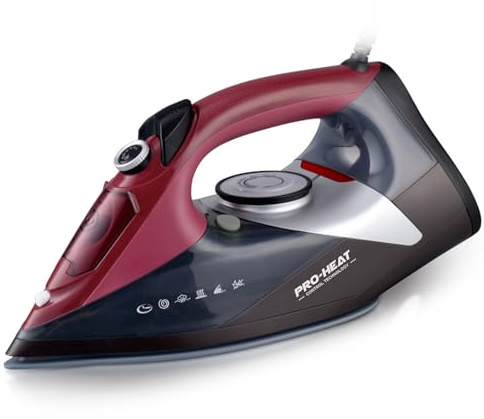 Bügeleisen, Dampf Bügeleisen mit Keramiksohle - Dampfbügeleisen mit Kabel, Selbstreinigung, 340ml Wassertank, 3000 Watt Dampfbügeleisen Automatische Abschaltung