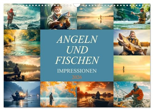 Angeln und Fischen Impressionen (Wandkalender 2026 DIN A3 quer), CALVENDO Monatskalender: Erleben Sie Monat für Monat die Faszination des Angelsports ... Bildern verzaubern. (CALVENDO Natur)