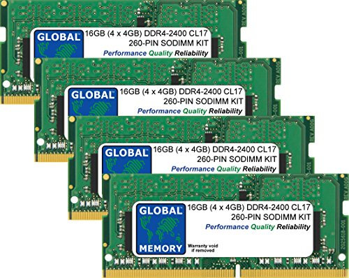 GLOBAL MEMORY Kit di Memoria RAM SODIMM da 16 GB (4 x 4 GB) DDR4 2400 MHz PC4-19200 260 Pin SODIMM Compatibile con Intel 27 Retina 5K iMac (2017)