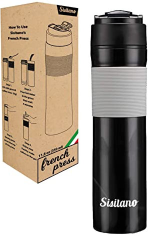 Portable French Press Coffee Maker With Tumbler Mug For Travel. Brew Perfect Coffee With Our Mini French Press Plunger (11.8 Oz). Great for Camping, Backpacking, Commuters and Your Office