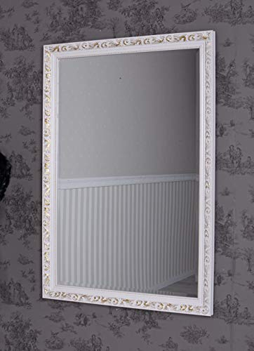 Spiegel Antik Weiss Wandspiegel Rokoko Dekospiegel Garderobenspiegel 103x73cm Barock sna022 Palazzo Exklusiv