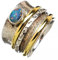 Äthiopischer Opal Spinner Ring, Drei-Band-Ring, Angst Ring, strukturierter Sterling Silberring, Statement Ring