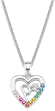 Prinzessin Lillifee Kette mit Anhänger 925 Sterling Silber Mädchen Kinder Halsschmuck, mit Zirkonia synth., 35+3 cm, Silber, P, Kommt in Schmuck Geschenk Box, 2027890