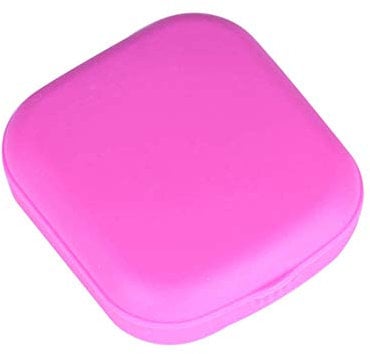 strimusimak Household Bedside Decor Travel Satorage Box Portable Pocket Contact Case Lens with Mirror Box Holder Container Collapsible Organizer Rose Red