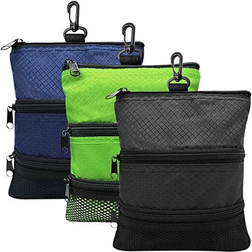 Golf Pouch Bag Ball Holder Valuable for Men Women,Golf Storage Zipper Handbag Pocket with Gear Clip Hook to Attach Bag Lightweight Portable Accessories Color Green Grey Blue (Green)
