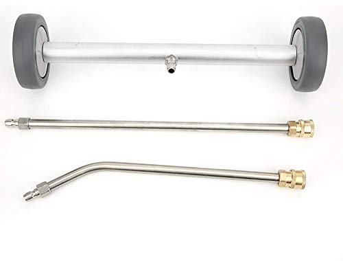 Nettoyant pour Balais à Eau Brosse Inférieure à Roue Grise 2 Tiges Nettoyeur Haute Pression pour Châssis de Voiture à Double Fonction