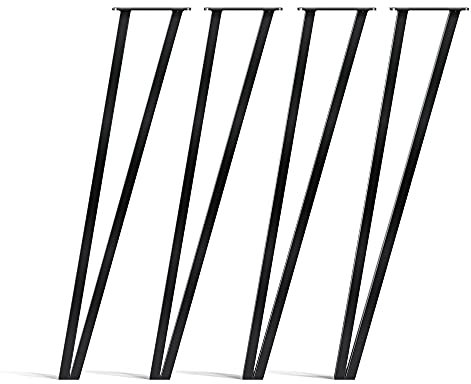 HLC Lot de 4 pieds de table en épingle à cheveux Style industriel moderne Hauteur de la table 71 cm Noir
