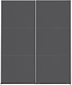 Rauch Möbel Santiago Schrank Schwebetürenschrank, Grau metallic, Schwarz, 2-türig, inkl. Zubehörpaket Basic, 2 Einlegeböden, 2 Kleiderstangen, BxHxT 175x210x59 cm