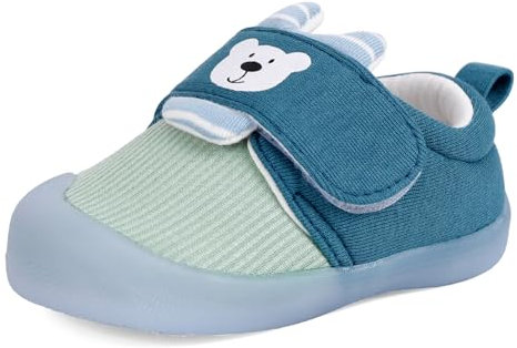 MASOCIO Scarpe Neonato Scarpine Primi Passi Maschio Scarpette Bambino Bimbo 12-18 Mesi Taglia 19 Blu (Taglia Produttore: CN 15)
