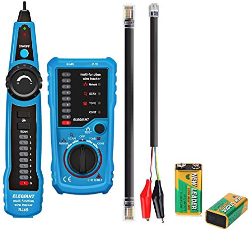 Iriisy Comprobador de Cable de Red,Tester de Cable, Probador de Cable, Rastreador de Cables Electricos,Probador de Red Telefónica, Buscador de línea de cable,Detector de Cables Red RJ45/RJ11
