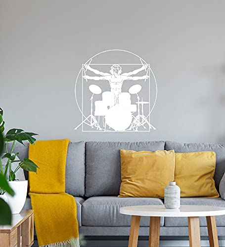 Da Vinci Schlagzeug Wandtattoo Weiß Aufkleber 40 x 40 cm