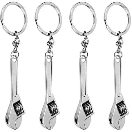 Angoily 4 Stücke Mini Schraubenschlüssel Schlüsselketten Kleine Schraubenschlüssel Ringe Einstellbare Mutter Schraubenschlüssellegierung Werkzeug Werkzeuge Modell Key Halter für Rucksack