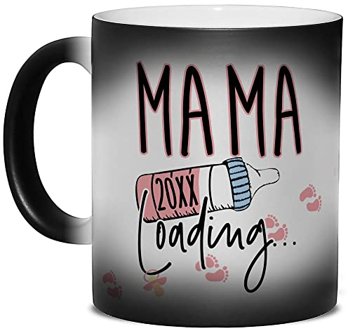 Zaubertasse Babynews - Du wirst Mama 20xx Loading - Magic Mug, Farbwechsel Tasse - Geschenkidee für werdende Mütter, Schwangerschaft verkünden, Baby, Schwanger I Personalisiert - 300 ml