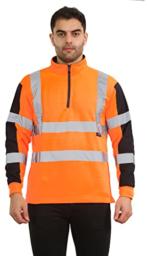 kraftd Hi Vis Viz Sweatshirt 2 Tone Rugby Shirt High Visibility Reflective Safety Traffic Construction Two Tone Jumper Workwear