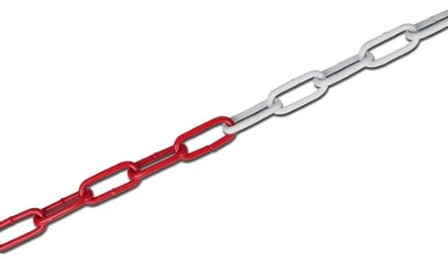 BAUER - Absperrkette aus Stahl (10 Meter), 7mm, rot/weiß.