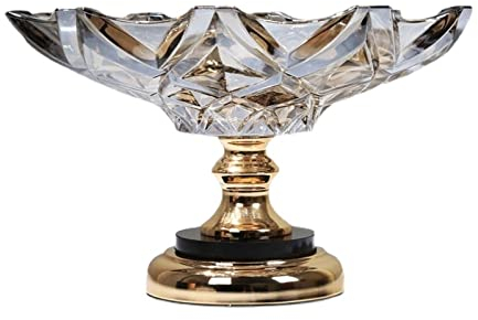 TOMYEUS Coupe Fruit Plaque de Fruits en Verre à Pieds Hauts Plateau géométrique Plateau de Luxe léger Moderne décoration Table Basse Basse de Bonbons de Bonbons Corbeille Fruit
